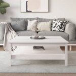 The living store - table basse blanc 100x100x40 cm bois massif de pin - table basse blanche - meuble ...