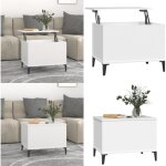 Table basse blanc 60x44, 5x45 cm bois d'ing�nierie - table basse blanche - meuble salon - table d'appoint ...