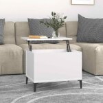 Vidaxl ? table basse relevable blanche 60x44, 5x45 cm ? bois d'ing�nierie ? plateau relevable pour espace ...
