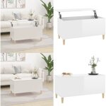 Vidaxl - table basse blanc brillant 90x44, 5x45 cm bois d'ingénierie - table basse blanche - meuble salon ... Vidaxl - table basse blanc brillant 90x44, 5x45 cm bois d'ingénierie - table basse blanche - meuble salon ...