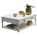 Beaux meubles pas chers - table basse blanche 2 tiroirs charme - blanc