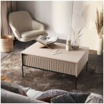 Bobochic - table basse 1 porte 100 cm lenara avec tasseaux beige Bobochic - table basse 1 porte 100 cm lenara avec tasseaux beige