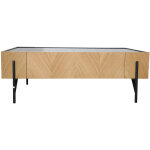 Concept - usine - table basse en bois clair avec 2 grands tiroirs sequoia