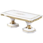 Table basse bois laqu� vernis laqu� brillant et dor� lesly 130cm