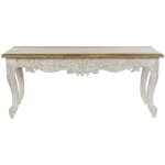 Pegane - table basse en bois de manguier coloris blanc vieilli et naturel - longueur 120 x profondeur ... Pegane - table basse en bois de manguier coloris blanc vieilli et naturel - longueur 120 x profondeur ...