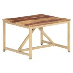 Table basse bois massif clair et pieds mtal dor antem 60cm