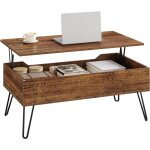 Woltu table basse en bois + m�tal, table de salon r�glable en hauteur, pour salon, bureau, pieds, 95x(40 ...