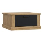 Meubletmoi - table basse carr�e 85 cm 2 tiroirs d�cor ch�ne et noir mat - farm