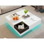 Modernluxe ? table basse carr�e avec coffre amovible ? �clairage led multicolore ? panneaux de particules ...