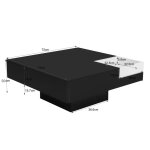 Modernluxe - table basse carr�e avec une coffre amovible de rangement - lumi�res led en bas - noir