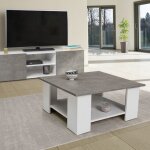 Idmarket - table basse carre eli blanche plateau effet bton