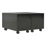 Table basse carre  roulettes bois noir brillant bella 60cm