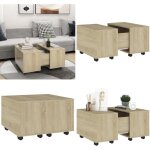 Table basse ch�ne sonoma 60x60x38 cm bois d'ing�nierie - table basse - table d'appoint - table ronde ...