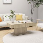 The living store - table basse ch�ne sonoma 96x50x45 cm bois d'ing�nierie - table basse - meuble salon ...