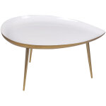 Table basse design en acier laqu blanc et dor l80 cm drop