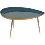 Miliboo - table basse design en acier laqué bleu canard et doré l80 cm drop Miliboo - table basse design en acier laqué bleu canard et doré l80 cm drop