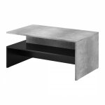 Meublorama - table basse design ramos ? gris effet b�ton et noir ? plateau avec rangement ? 100 x 60 ...