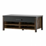 Meublorama - table basse windsor gris anthracite et chne fonc - 1 grand tiroir, 4 niches - 107 x 44. ...