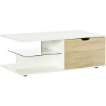 Homcom - table basse design contemporain 2 tiroirs 2 niches �tag�re verre tremp� panneaux blanc aspect ...