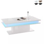 Table basse design moderne 100x55cm lumi�re led little big - blanc brillant