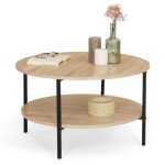 Idmarket - table basse double plateau rond detroit 70 cm design industriel