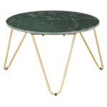 Table basse effet marbre vert et pieds métal doré emis d 65cm Table basse effet marbre vert et pieds métal doré emis d 65cm