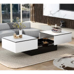 Modernluxe - table basse extensible avec coffre de rangement - table coulissante - blanc