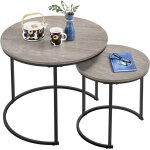 Yaheetech - tables basses gigognes, lot de 2 tables de salon rondes, bouts de canap, table d'appoint ...