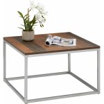 Idimex - table basse carr�e hades, cadre en m�tal gris et plateau en m�lamin� d�cor old style