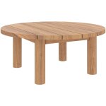 Table basse ronde de jardin en bois de teck massif d80 cm - aurland