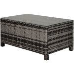 Table basse de jardin plateau verre tremp� 5 mm rotin tress� 85 x 50 x 39 cm max. 70 kg gris
