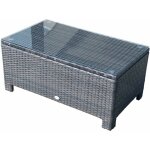 Table basse de jardin plateau verre tremp� 5 mm rotin tress� 85 x 50 x 39cm max. 50 kg marron