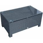 Table basse de jardin plateau verre tremp 5 mm rotin tress 85 x 50 x 39cm max. 50 kg noir