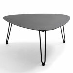 Oviala ? table basse de jardin triangulaire en aluminium noir ? design compact avec pieds en acier ? ...