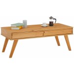 Idimex ? table basse fixe rectangulaire en pin massif lasur� brun ? 2 tiroirs pour rangement ? design ...