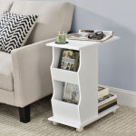 Table basse kunglv  roulettes 53 x 30 x 63 cm blanc [en. casa]