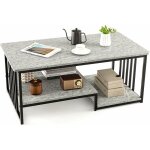 Costway - table basse marbre, table basse salon rectangulaire avec 2 Étagères, cadre en métal noir, effet ... Costway - table basse marbre, table basse salon rectangulaire avec 2 Étagères, cadre en métal noir, effet ...