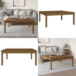 Table basse marron miel 100x100x40 cm bois massif de pin - table basse - meuble salon - table d'appoint ...