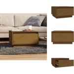 Table basse marron miel 55x56x32 cm bois massif de pin - table basse - meuble tv - table d'appoint - ...