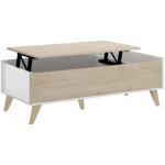 Table basse modulable coloris blanc / naturel - longueur 99 x hauteur 41 x profondeur 60 cm - pegane ...