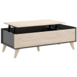 Pegane - table basse modulable coloris graphite / naturel - longueur 99 x hauteur 41 x profondeur 60 ...