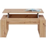 Pegane - table basse modulable en m�lamine coloris ch�ne - hauteur 45 x longueur 105 x profondeur 55 ...