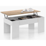 Pegane - table basse modulable en panneaux de particules coloris blanc artik / chêne canadien - dim : ... Pegane - table basse modulable en panneaux de particules coloris blanc artik / chêne canadien - dim : ...