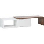 Beliani - table basse multifonction et personnalisable blanc et imitation bois foncé avec porte coulissante ... Beliani - table basse multifonction et personnalisable blanc et imitation bois foncé avec porte coulissante ...