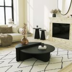 Hanah home - table basse gigogne ronde bois en anthracite, deux pièces, 90x30x60 cm et 85x35x30 cm, design ... Hanah home - table basse gigogne ronde bois en anthracite, deux pièces, 90x30x60 cm et 85x35x30 cm, design ...