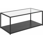 Beliani - table basse rectangulaire en verre et métal noir avec plateau de rangement en imitation bois ... Beliani - table basse rectangulaire en verre et métal noir avec plateau de rangement en imitation bois ...