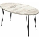 Helloshop26 - table basse ovale 43 x 90 x 50 cm marbre blanc noir Helloshop26 - table basse ovale 43 x 90 x 50 cm marbre blanc noir