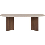 Table basse ovale en bois et effet travertin - beige - sam