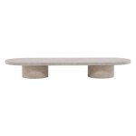Ebuy24 - table basse ovale effet marbre 190x60cm - beige - narvik