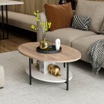 [en. casa] - table basse ovale fredericia avec espace de rangement effet chne / blanc